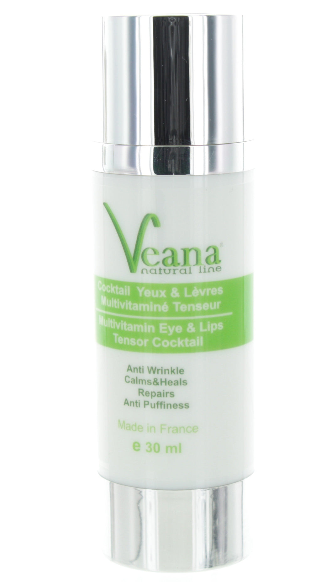 Veana Eye & Lip Tensor Cocktail Augenpflege in 30ml Flasche, sichtbare Anwendung auf Augen und Lippen, hautstraffend und pflegend