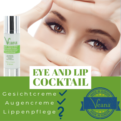 Veana Eye & Lip Tensor Cocktail, 30ml, Augenpflege mit Anti-Falten-Wirkung, sichtbar straffende Textur in der Flasche.