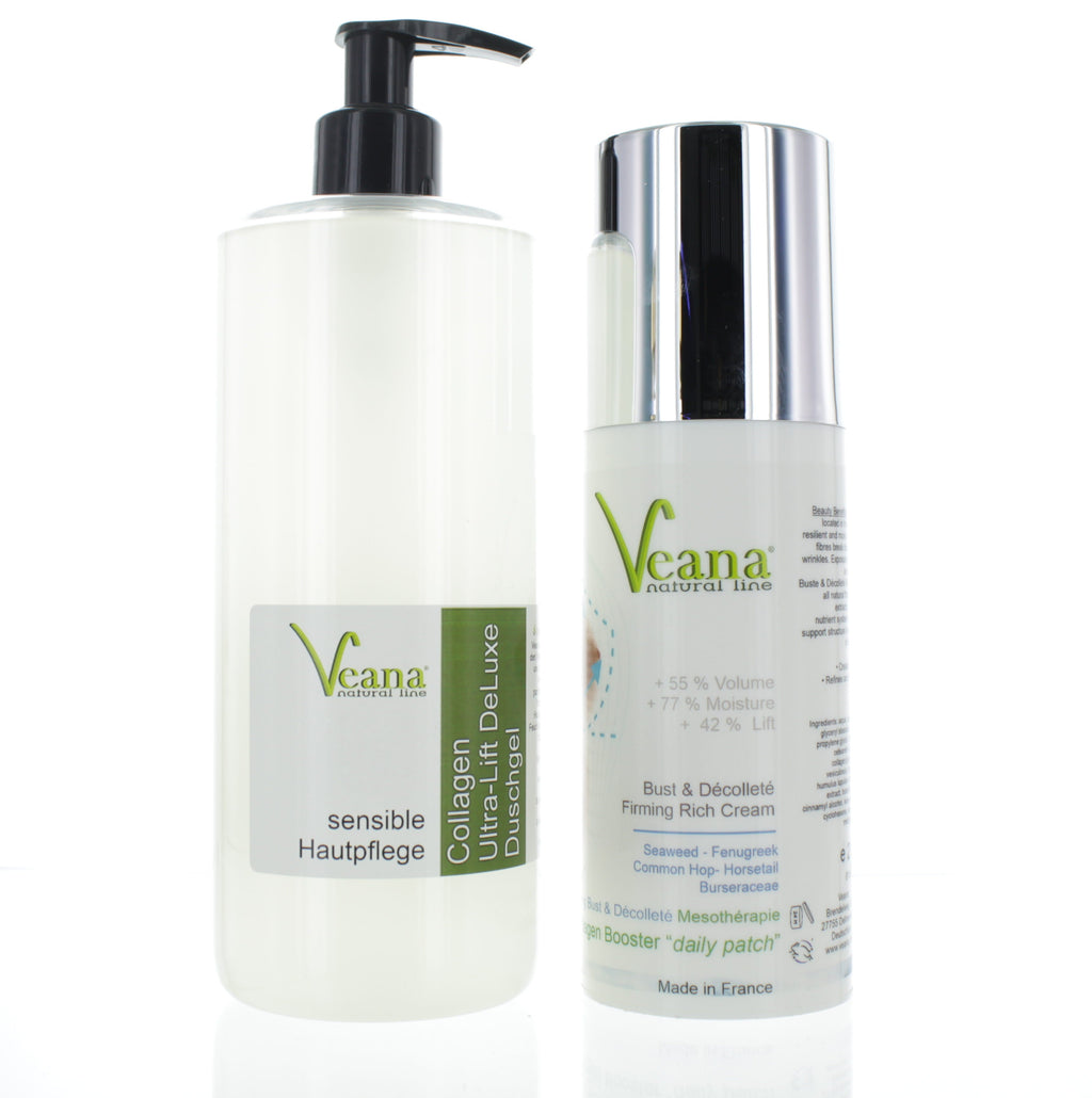 Hals- und Decollette hautstraffende Creme (200ml) + Collagen Ultra-Lift DeLuxe Duschgel (500ml)