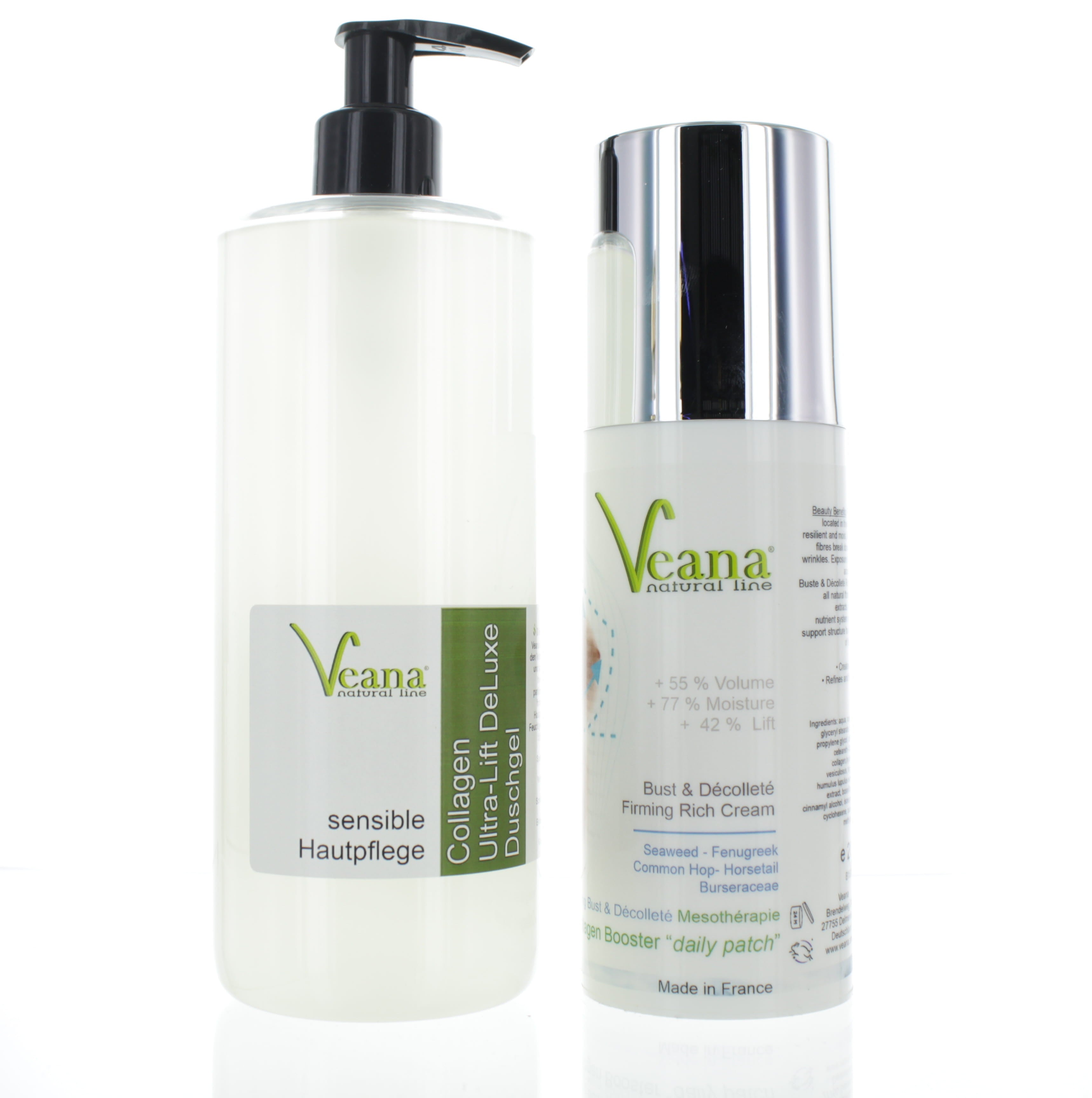 Hals- und Decollette hautstraffende Creme (200ml) + Collagen Ultra-Lift DeLuxe Duschgel (500ml)