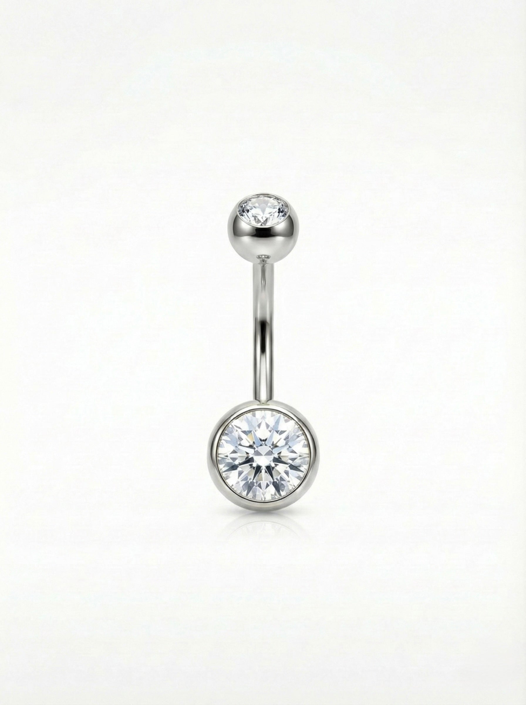 Bauchnabelpiercing aus Titan mit Zirkonia-Doppelkristall, funkelndes Schmuckstück im stilvollen Design