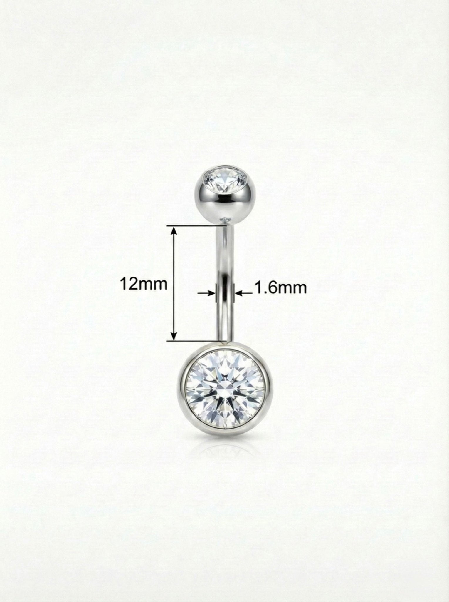 Bauchnabelpiercing aus Titan mit Zirkonia-Doppelkristallen von ROYALSKIN, glänzendes Schmuckstück für den Bauchnabel.