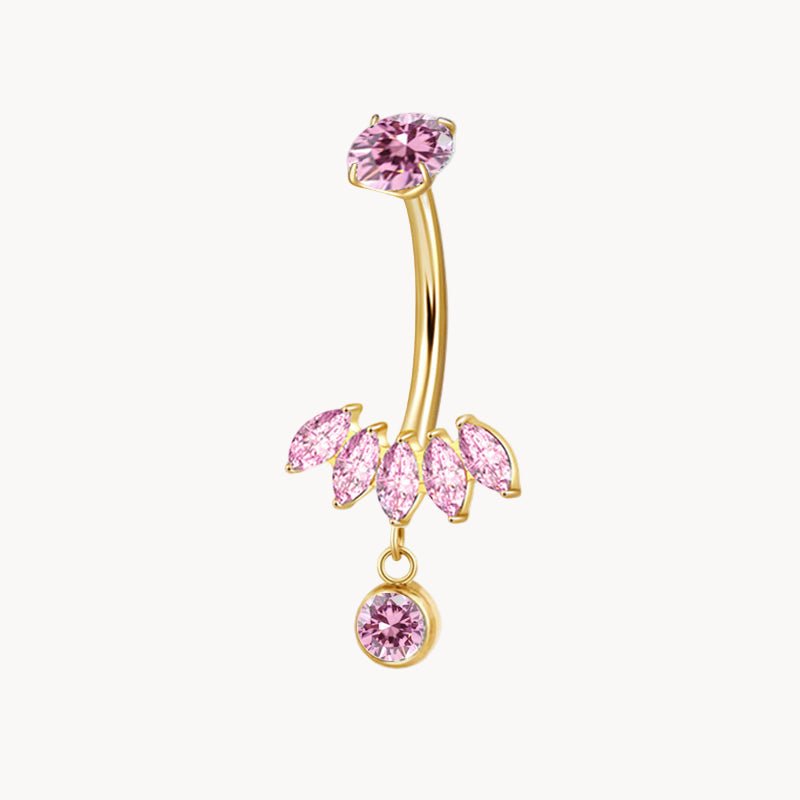 Bauchnabel Titan Bananabell 5 Marquise Kristalle in Pink - "Beauty by Fifi"