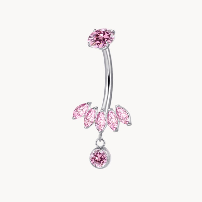 Bauchnabel Titan Bananabell 5 Marquise Kristalle in Pink - "Beauty by Fifi"