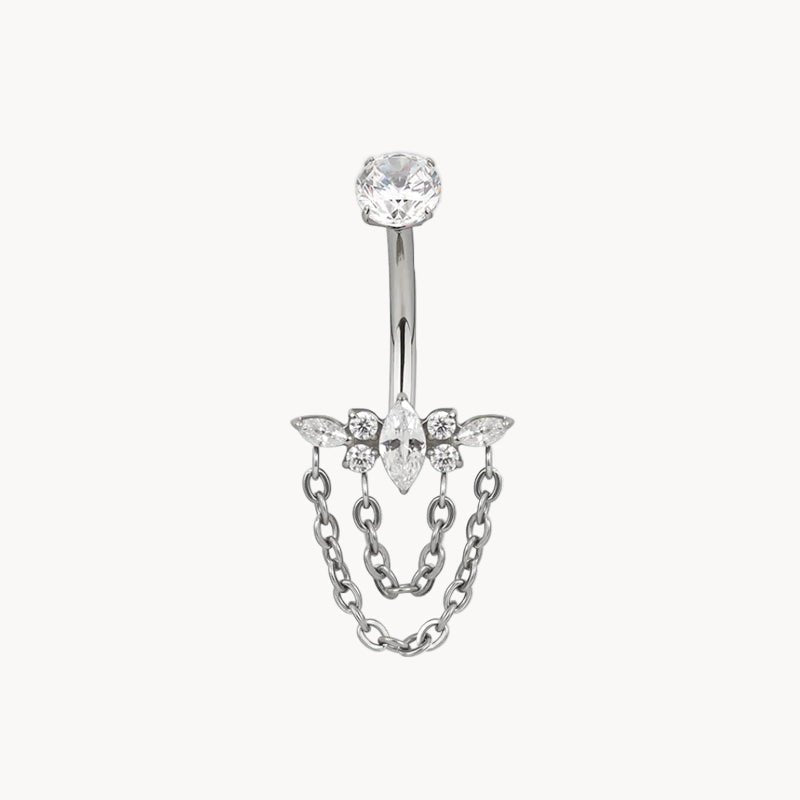 Bauchnabel Titan Bananabell Marquise - Cluster mit Ketten - "Beauty by Fifi"
