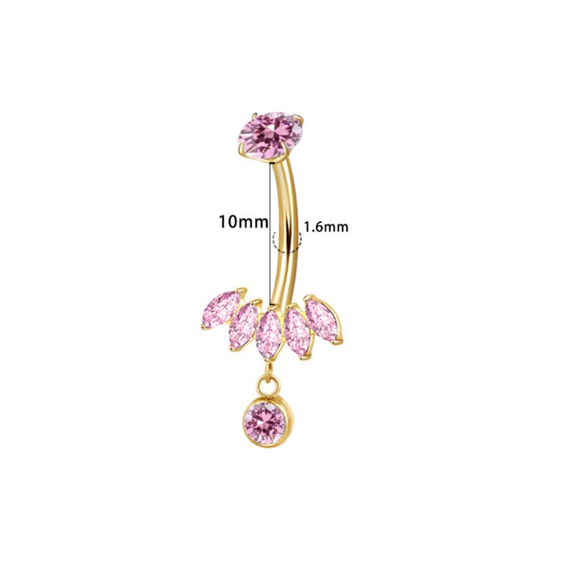 Bauchnabel Titan Bananabell 5 Marquise Kristalle in Pink - "Beauty by Fifi"