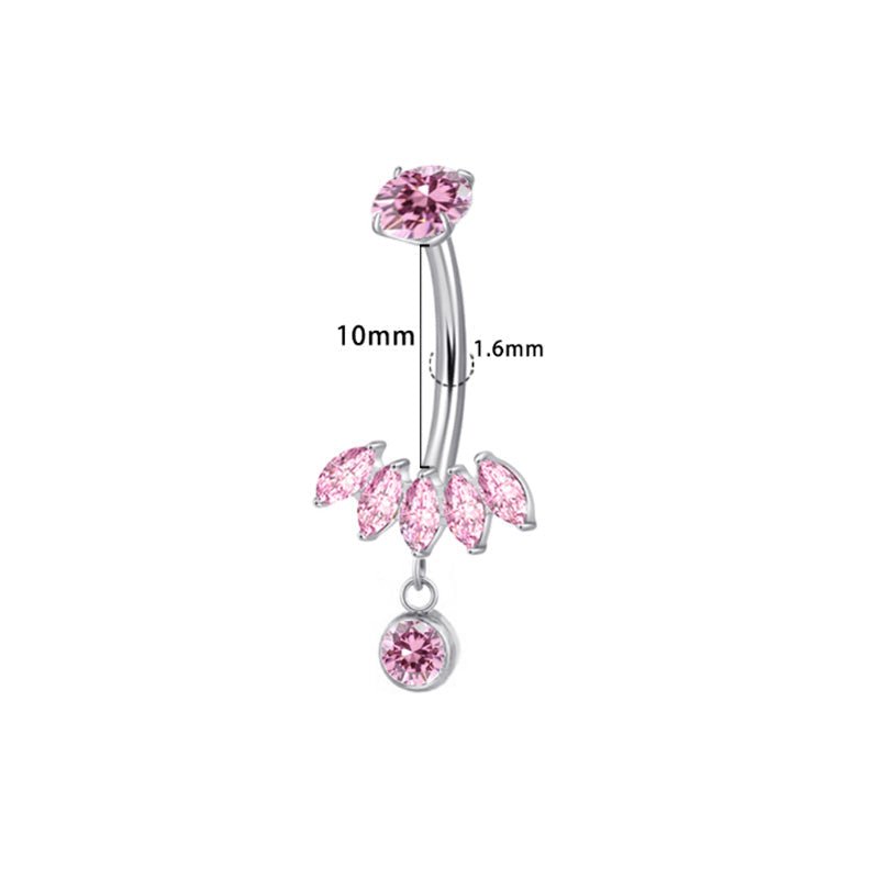 Bauchnabel Titan Bananabell 5 Marquise Kristalle in Pink - "Beauty by Fifi"