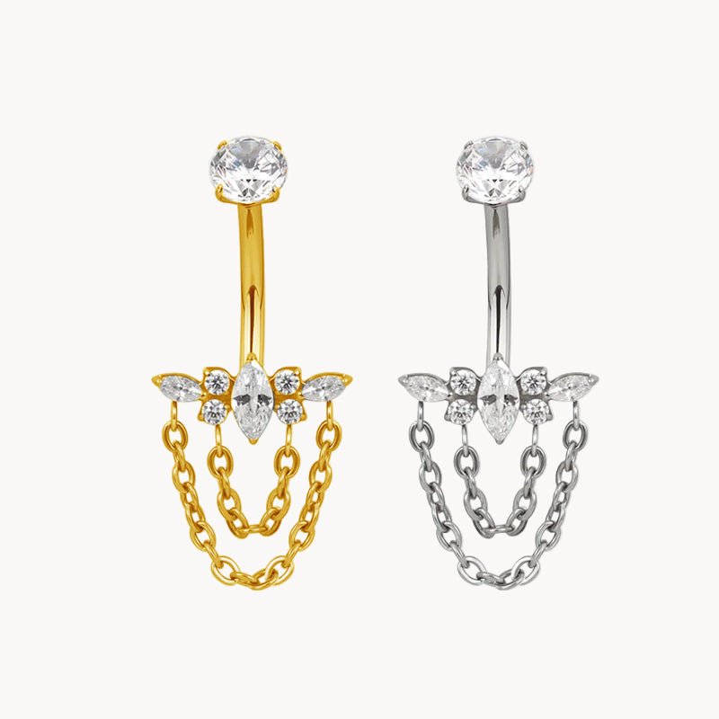 Bauchnabel Titan Bananabell Marquise - Cluster mit Ketten - "Beauty by Fifi"