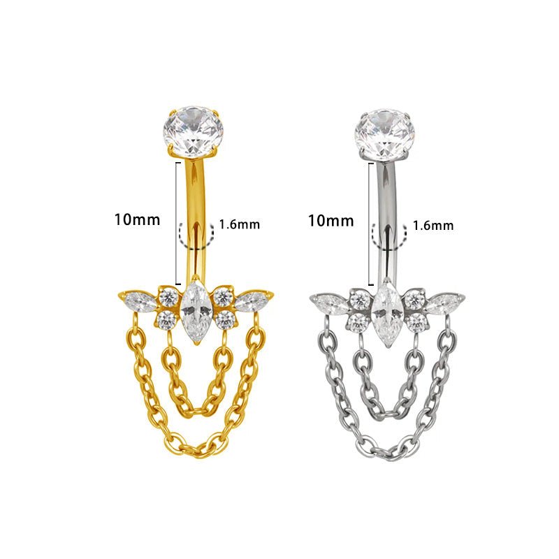 Bauchnabel Titan Bananabell Marquise - Cluster mit Ketten - "Beauty by Fifi"