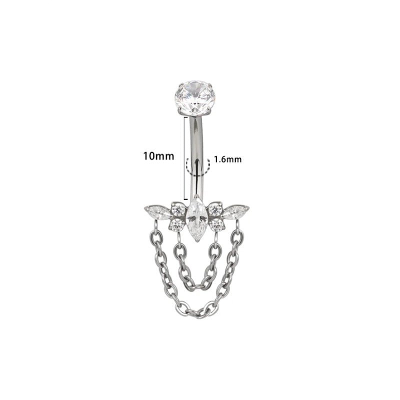Bauchnabel Titan Bananabell Marquise - Cluster mit Ketten - "Beauty by Fifi"
