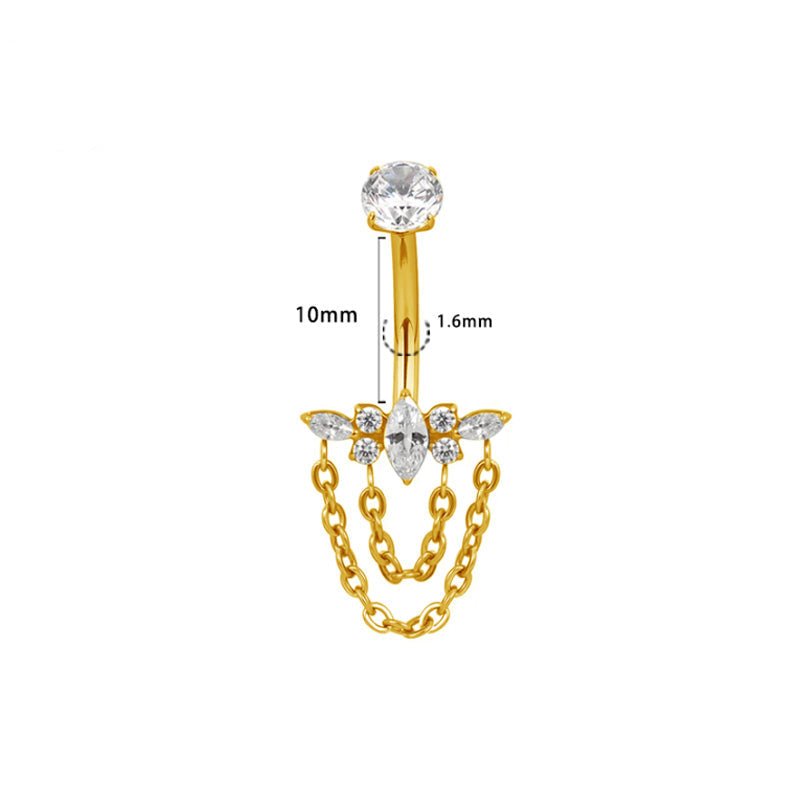 Bauchnabel Titan Bananabell Marquise - Cluster mit Ketten - "Beauty by Fifi"
