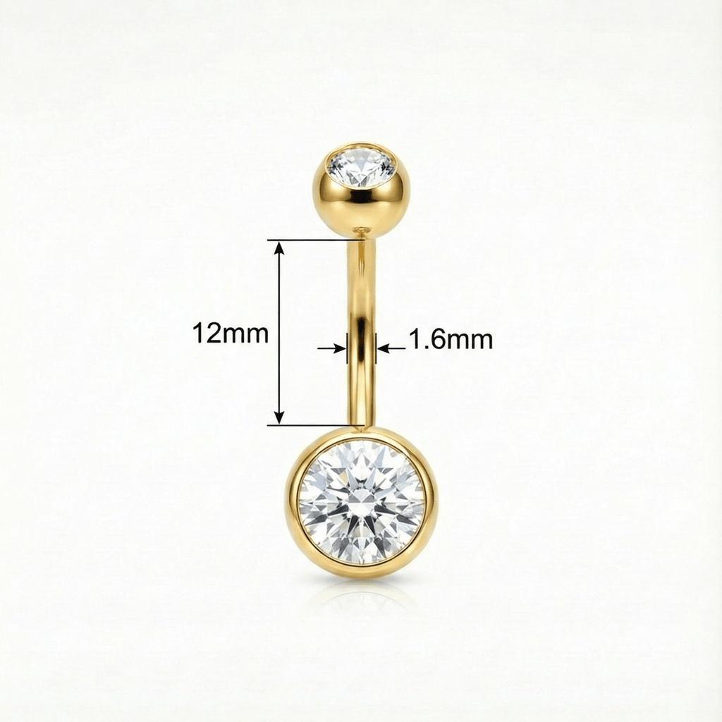 Bauchnabelpiercing Titan mit Zirkonia Doppelkristall - "Beauty by Fifi"
