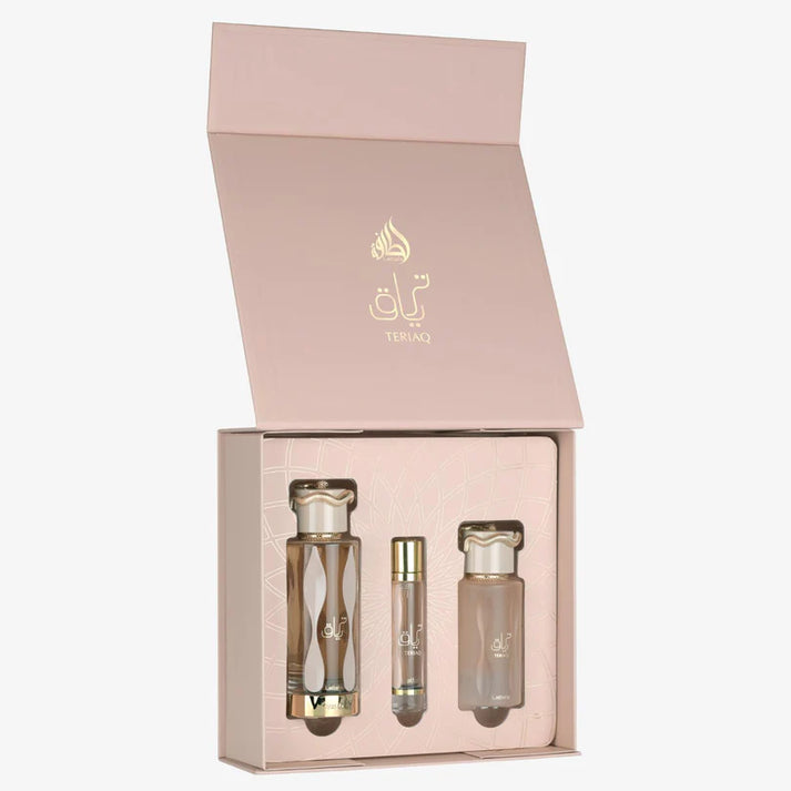 Lattafa Teriaq Parfüm-Geschenkkit von Drop Fragra mit Flakons und Verpackung, elegantes Parfüm-Set für Damen und Herren