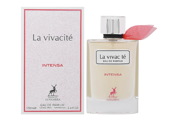 Maison Alhambra La Vivacite Intensa Eau de Parfum 100ml Flasche, elegantes Parfüm von Drop Fragra mit floralem Duft.