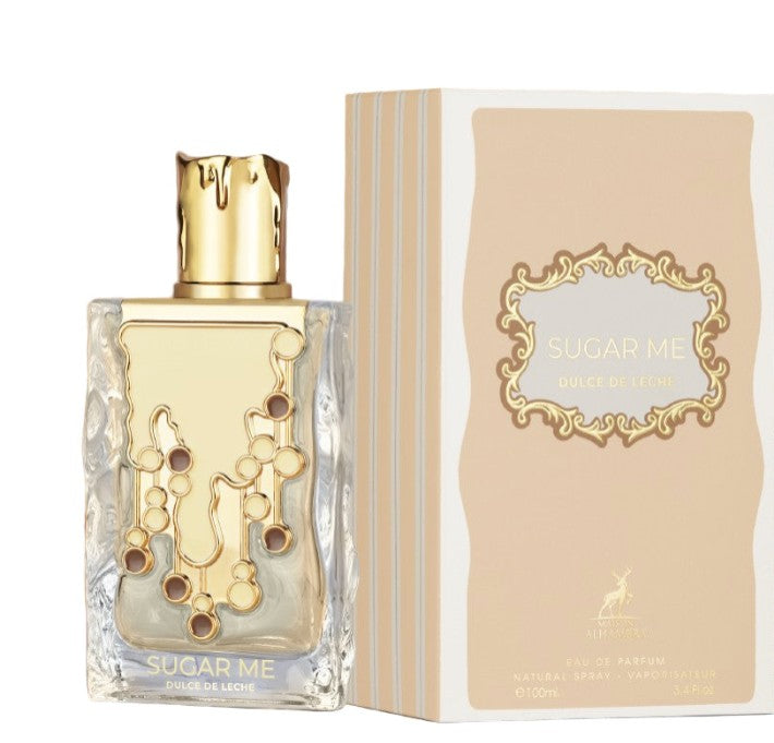 Drop Fragra Maison Alhambra Sugar Me Dulce de Leche Parfum 100 ml Flasche mit goldener Parfumdose und eleganter Verpackung