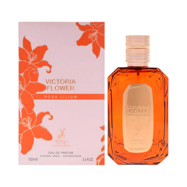 Maison Alhambra Victoria Flower Rosa Lilium Eau de Parfum, 100ml, Flasche mit floral gestaltetem Design, Parfum für Damen