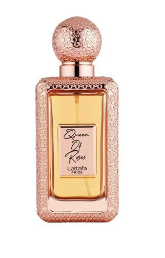 Lattafa Pride Queen of Roses Parfum von Drop Fragra, 100 ml Flasche mit eleganter Rosen-Duftnote, im Bild sichtbar