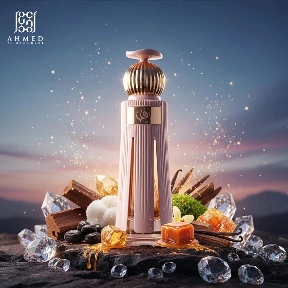 Luxus Aroma Ahmed Al Maghribi AHL Parfüm 60 ml Flasche mit eleganter Gestaltung, Duft für Damen und Herren.