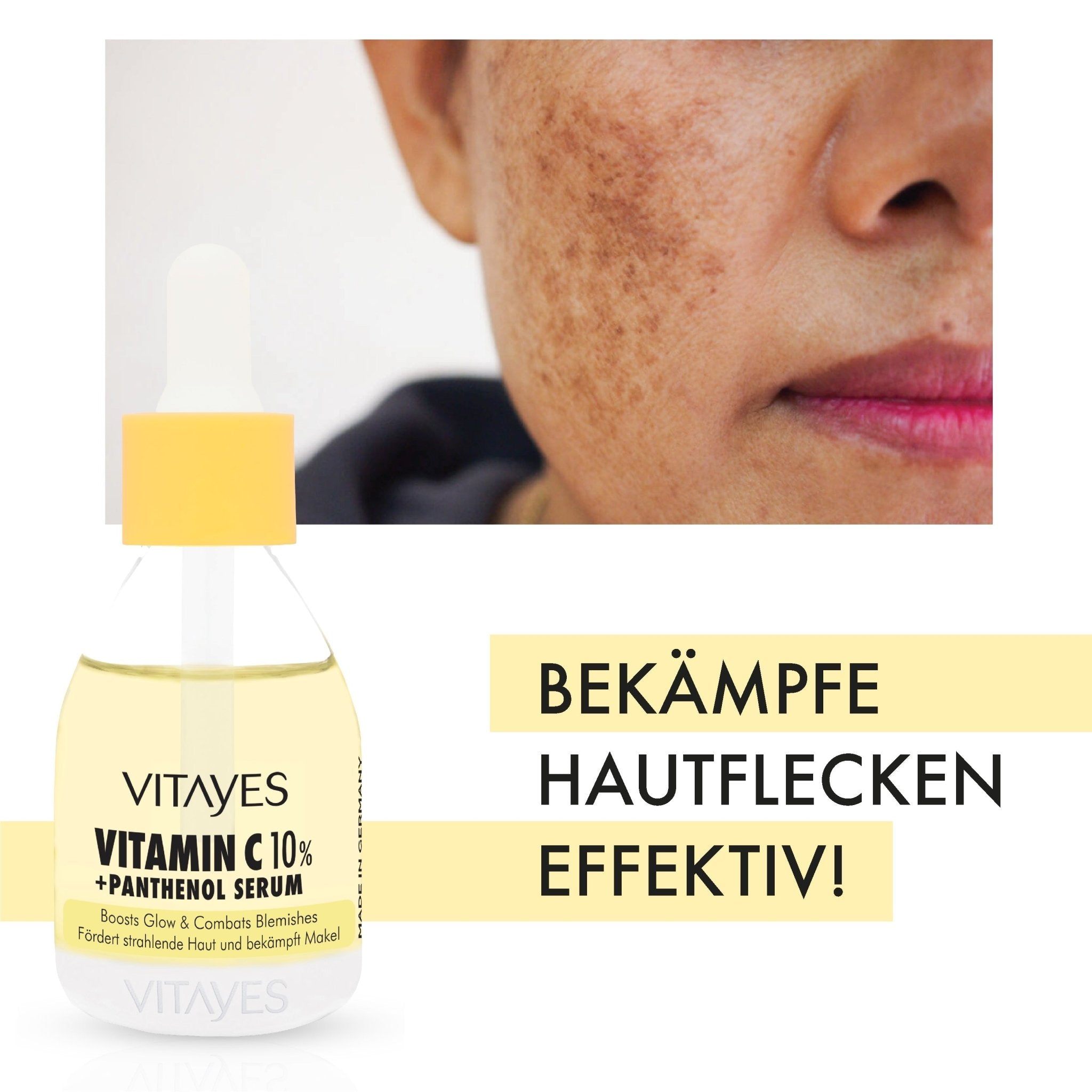 Vitamin C 10% + Panthenol Serum. Hautflecken - Reduktion & Sofortiger Glow 30 ml - "Beauty by Fifi"