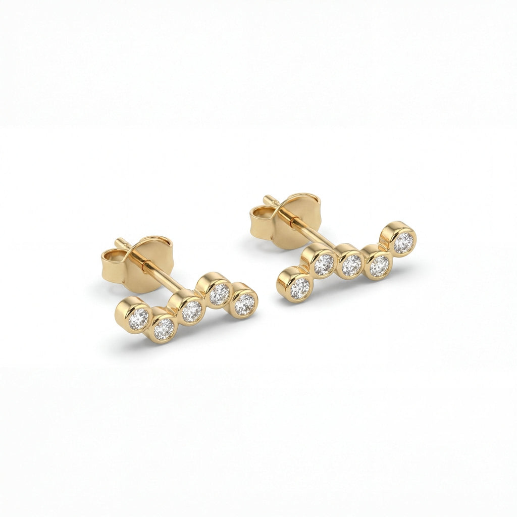Ondra Ohrstecker – Wellen Zirkonia 925 Silber & 18K Gold - "Beauty by Fifi"