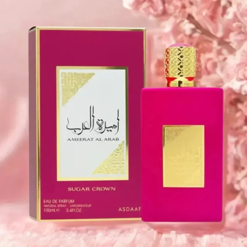 Luxus Aroma Asdaaf Ameerat Al Arab Sugar Crown Eau de Parfum für Damen, 100 ml, elegante Flasche mit orientalischem Design