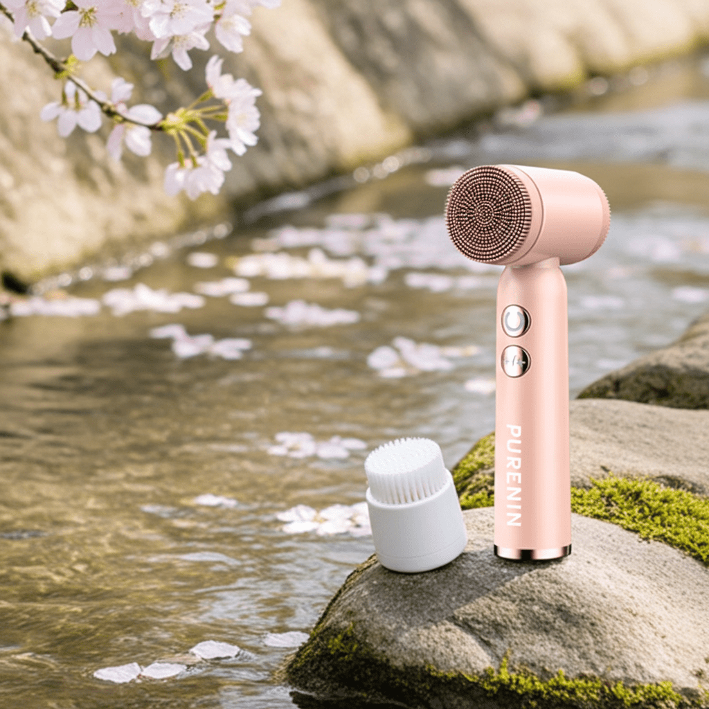 Elektrische Gesichtsbürste von Purenin, 6-in-1 Reinigungsset mit verschiedenen Aufsätzen für die Hautpflege.